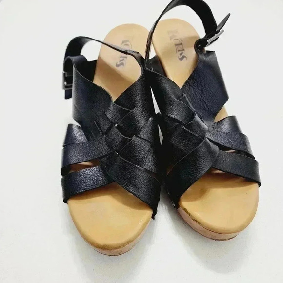 Korks Leather Ankle Strap Block Wedge Heels Women's 10 - Picture 2 of 11